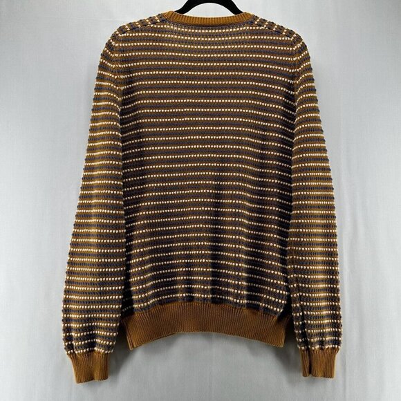 Carven Sweater Mens Sz L Button Up Knitted Cardigan Motif Stripe Brown Multi - Picture 2 of 12